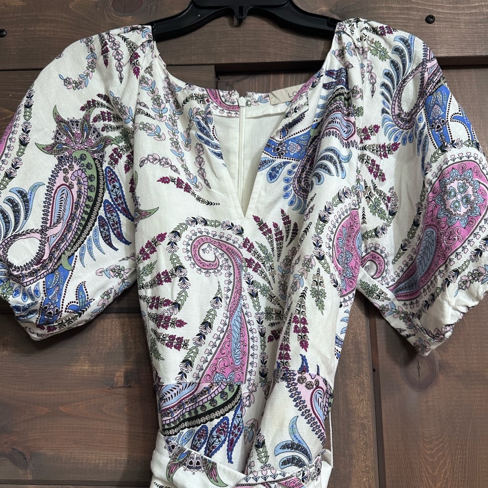 LOFT paisley belted dress in linen - Picture 2 of 4